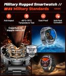 Militrary Smart Watch for Men,1.85" HD/800mAh Battery Smart watches for Android/iOS (Bluetooth Call Answer/Calls)Fitness Tracker,100+ Sports/LED Flashlight/IP68 Waterproof/Sleep Tracker Smartwatch