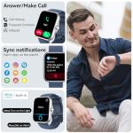 Smart Watch with Alexa Built-in, Bluetooth Calls/Notifications, 1.83" HD Health Fitness Tracker, 24/7 Heart Rate and Sleep Tracking, 120+ Sports Modes, IP68 Waterproof for iPhone and Android (Blue)