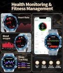 Military Smart Watch for Men(Answer/Calls),1.43''AMOLED Screen,500mAh 5ATM Waterproof,170 Sports Modes, Fitness Tracker Watch with Heart Rate/Blood Pressure/SpO2 for Android/iOS,Smartwatch Black