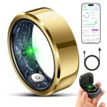 RIFESI Smart Ring for Women Men, Fashion Minimalist Fitness Ring & Sleep Tracker Ring with Heart Rate, SPO₂,Blood Pressure,5ATM Waterproof Health Ring, No Subscription,Gift (Size 8, Gold)