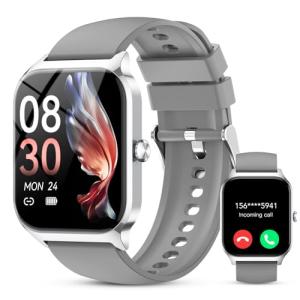 CASCHO Smart Watch for Men Women, 1.85" HD Fitness Tracker with Bluetooth Calls/Messages, 120+Modes, IP68 Waterproof, Sleep Fitness Watch, 24/7 Heart Rate, iOS/Android Gray