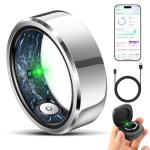 RIFESI Smart Ring for Women Men, Fashion Minimalist Fitness Ring & Sleep Tracker Ring with Heart Rate, SPO₂,Blood Pressure,5ATM Waterproof Health Ring, No Subscription, Gift(Size 10,Silver)