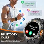 Foxhawk Military Smart Watches with GPS Tracker, 1.45” HD Rugged Smart Watch with LED Flashlight Compass, 3ATM Waterproof Tactical Smartwatch for iOS Android, Fitness Watch for Men Bluetooth Calling