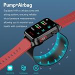 Yowow BIT Blood Pressure Smart Watch with Air Bag Air Cuff, 1.92" lPS Color Screen, 24/7 Heart Rate Blood Oxygen Sleep Respiration Rate Health Monitor Activity Tracker Familiy Data Sharing (Red)
