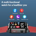 Yowow BIT Blood Pressure Smart Watch with Air Bag Air Cuff, 1.92" lPS Color Screen, 24/7 Heart Rate Blood Oxygen Sleep Respiration Rate Health Monitor Activity Tracker Familiy Data Sharing (Red)