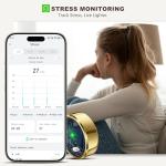 RIFESI Smart Ring for Women Men, Fashion Minimalist Fitness Ring & Sleep Tracker Ring with Heart Rate, SPO₂,Blood Pressure,5ATM Waterproof Health Ring, No Subscription,Gift (Size 8, Gold)