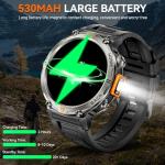 Foxhawk Military Smart Watches with GPS Tracker, 1.45” HD Rugged Smart Watch with LED Flashlight Compass, 3ATM Waterproof Tactical Smartwatch for iOS Android, Fitness Watch for Men Bluetooth Calling