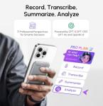 RECOLX AI Voice Recorder, App Control, Transcribe & Summarize with 71 Pro Templates, Deep AI Analysis, Record Anytime Anywhere for Meetings, Work, Lectures, 112 Languages,Grey