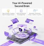 RECOLX AI Voice Recorder, App Control, Transcribe & Summarize with 71 Pro Templates, Deep AI Analysis, Record Anytime Anywhere for Meetings, Work, Lectures, 112 Languages,Grey
