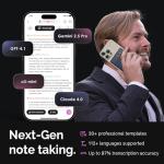 PLAUD AI Voice Recorder, Note AI Note Taking Device, Transcribe & Summarize, Support 112 Languages, 64GB Black Digital Audio Recorder for Lectures, Meetings, Calls, with Magnetic Dark Blue Case
