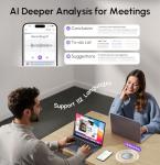 RECOLX AI Voice Recorder, App Control, Transcribe & Summarize with 71 Pro Templates, Deep AI Analysis, Record Anytime Anywhere for Meetings, Work, Lectures, 112 Languages,Grey