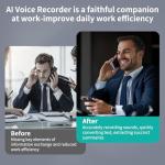 AI Voice Recorder with Playback, Digital Voice Recorder with Transcription to Text, Summary, Translation, Full Touchscreen Recorder Device for Meetings, Lectures, Interviews with 64GB Card