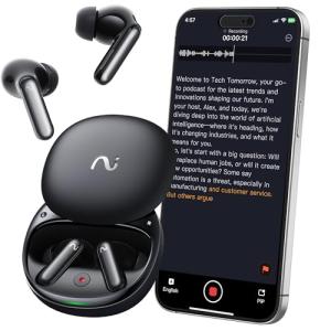 RecDot AI Voice Recorder Earbuds, viaim AI Meeting Assistant with Transcription, 17 Languages, FlashRecord, to-Do Lists & Summaries with viaim AI, 48dB ANC for Meetings, Interviews & Lectures, Black