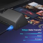 H1E USB C Docking Station with AI Voice Recorder, Free Transcription & Summarization, 4K HDMI, 1Gbps Ethernet, 5Gbps Data Transfers, 83W PD, Laptop Docking Station for Windows/Mac/ChromeOS (H1E)