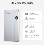 RECOLX AI Voice Recorder, App Control, Transcribe & Summarize with 71 Pro Templates, Deep AI Analysis, Record Anytime Anywhere for Meetings, Work, Lectures, 112 Languages,Grey
