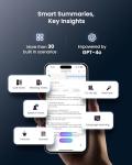 AI Voice Recorder, Transcribe & Summarize AI Audio Recorder, Support 121 Languages, 64GB Memory, Wireless Charging, App/Web Control, Digital Recording Device for Lectures, Meetings, Calls, Black