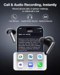 RecDot AI Voice Recorder Earbuds, viaim AI Meeting Assistant with Transcription, 17 Languages, FlashRecord, to-Do Lists & Summaries with viaim AI, 48dB ANC for Meetings, Interviews & Lectures, Black