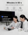 VIAIM OpenNote AI Recorder – Open Ear Earbuds with FlashRecord, Call Recording, Real-Time Transcription, Translation, AI Assistant, for Students, Professionals & Interview Recording, Gray