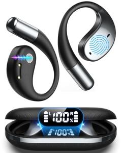 AI Translation Earbuds Real Time, 2025 Upgraded 6-in-1 Instant Translator with 144 Online & 11 Offline Languages, Voice/Video Call, Wireless OWS Translating Earbuds for Business Travel Learning