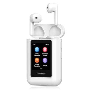 ANFIER A8 AI Translator Earbuds 2025 Model ChatGPT Offline Translation Earbuds Real Time No APP Required Independent Use Language Translator Device for 144 Languages for Business Travel and Daily Use