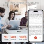 AI Voice Recorder, Free Real-Time Transcription & Translation | Chat gpt Powered Summarizer, 93 Languages, 64GB Memory, App Controlled, for Lectures, Interviews, Meetings, & Calls(Black)