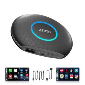 Ai Box Carplay/Android Auto Wireless Adapter, Android 13 6-in-1 Ai Box,4G LTE Card, GPS, DriveChat, Dual Bluetooth/WiFi, 4GB+64GB, Plug & Play for 2016+ Wired CarPlay, CB6A 2025 (CB6A-BK)