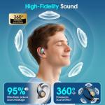 AI Translation Earbuds Real Time, 2025 Upgraded 6-in-1 Instant Translator with 144 Online & 11 Offline Languages, Voice/Video Call, Wireless OWS Translating Earbuds for Business Travel Learning