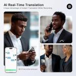 TTQ AI Voice Recorder, Digital Voice Recorder App Control, Transcribe & Summarize & Translation Empowered by ChatGPT, Wireless Charging, 121 Languages, 64GB Memory for Lecture, Meeting, Calls