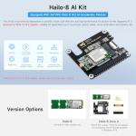 waveshare Hailo-8 M.2 AI Accelerator Module, Compatible with Raspberry Pi 5, Supports Linux/Windows Systems, Based On The 26TOPS Hailo-8 AI Processor, Module Only