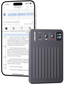 AI Voice Recorder, Voice Recorder with No Fee for Transcribe & Summarize Empowered by ChatGpt, App Control, Support 107 Languages,64GB Memory,Audio Recorder for Lectures/Meetings/Calls/Interview