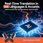 AI Translator Earbuds Real Time | 144+ Languages with 60H Playtime for iOS & Android | Language Translation Earbuds with Noise Cancellation | Translating Headphones for Business & Learning Languages