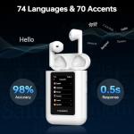 ANFIER A8 AI Translation Earbuds Real Time, ChatGPT Translator Device in 144 Languages, Audifonos Traductores Inglés Español Real-time No APP Required, Offline Language Traductor for Travel (White)