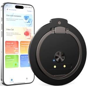 AI Tranlastor Device Instant Language Translator Device, 140+ Languages Real Time Translation & Transcription, traductores inglés español for Meeting Black