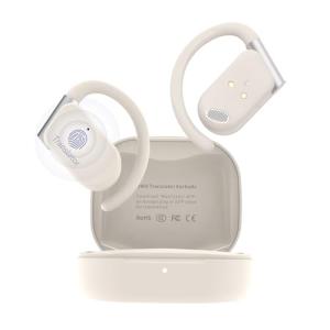ANFIER M9 AI Language Translator Earbuds Open-Ear Headphones Support 144 Languages & Accents Translation Earbuds Real Time Translator Device, Snug Fit, Ergonomic Ear Hooks Beige (With Offline Package)