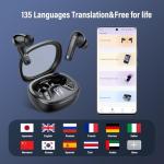 AI Language Translation Earbuds, 3-in-1 Translation Earbuds Real Time with 4 Translation Modes, 135 Language Bluetooth 5.4 Translator Ear Buds, Device for Travel/Business/Leaning, Black