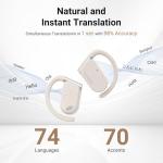 ANFIER M9 AI Language Translator Earbuds Open-Ear Headphones Support 144 Languages & Accents Translation Earbuds Real Time Translator Device, Snug Fit, Ergonomic Ear Hooks Beige (With Offline Package)