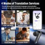 AI Language Translation Earbuds, 3-in-1 Translation Earbuds Real Time with 4 Translation Modes, 135 Language Bluetooth 5.4 Translator Ear Buds, Device for Travel/Business/Leaning, Black