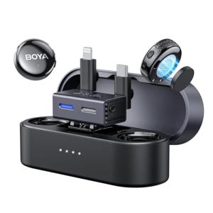 BOYA BOYALINK 3 Wireless Lavalier Microphone for iPhone/Android/Camera/PC/Tablets,AI Noise Cancellation,48kHz/24Bit Studio Sound,APP Control,984ft 30h Battery with Charging Case for Vlogging Interview
