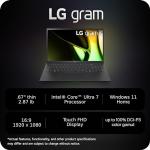 LG gram 15-inch Lightweight Laptop, Intel Evo Edition - AI-enabled Intel Core Ultra 7 Processor, Windows 11 Home, 16GB RAM, 512GB SSD, Touch IPS Display, Black