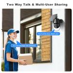 Solar Security Cameras Wireless Outdoor, 2K Pan/Tilt 360° View Solar/Battery Powered WiFi Cameras for Home Security with AI Motion Detection, Spotlight, 2-Way Audio, Siren, IP65, SD/Cloud Storage