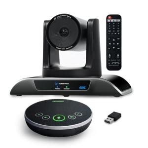 TONGVEO 4K Conference Room Camera System, AI Auto-Tracking PTZ Camera 5X Digital Zoom with Speakerphone Set 120° Wide-Angle USB3.0 for Zoom YouTube Teams OBS and More