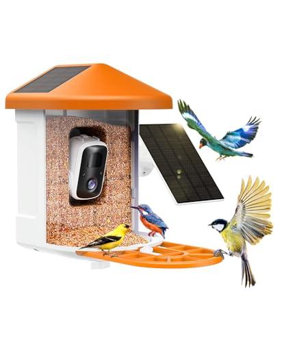 HARYMOR Bird Feeder with Camera with AI Identify Birds Species Solar Panel, Live View, Instant Arrival Alerts
