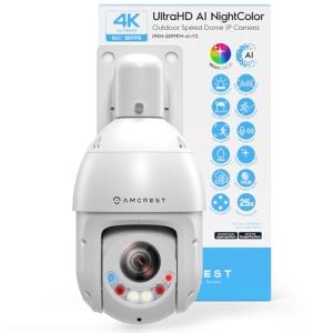 Amcrest 4K (8MP) Outdoor PTZ POE + IP Camera Pan Tilt Zoom (Optical 25x Motorized) Human and Vehicle Detection AI, Perimeter Protection, 328ft Night Vision POE+ (802.3at) IP8M-2899EW-AI-V2