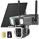Dragon Touch 4G LTE Cellular Security Camera, 4K Wireless Outdoor Solar Camera 12000mAh, 4G or WiFi Duo-Mode, 10x Optical Zoom, 360° Pan and Tilt AI Tracking, with SIM Card, IP66 Weather-Resistant