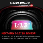 Insta360 Ace Pro 2 Dual Battery Xplorer Bundle with 1TB Card- 8K Waterproof Action Camera Co-Engineered with Leica, Flagship 1/1.3" Sensor, 8K30fps, 4K60fps, 2.5" Flip Screen, AI Noise Reduction