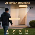 PM POPMAKE Solar Security Cameras Wireless Outdoor 2K Battery Powered AI Motion Detection 2-Way Talk Color Night Vision WiFi Waterproof SD/Cloud Storage Non-Stop Solar Panel Camera Outdoor Wireless