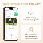 PM POPMAKE Solar Security Cameras Wireless Outdoor 2K Battery Powered AI Motion Detection 2-Way Talk Color Night Vision WiFi Waterproof SD/Cloud Storage Non-Stop Solar Panel Camera Outdoor Wireless