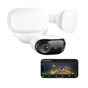 REOLINK Elite Floodlight WiFi, 4K 8MP 180° Panoramic Wired Floodlight Camera, Adjustable 3000 Lumens Spotlights, Local AI Video Search, Dual-Band Wi-Fi 6, 24/7 Recording, No Monthly Fees