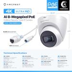 Amcrest Pack of 2, UltraHD 4K (8MP) Outdoor Security IP Turret PoE Camera, 3840x2160, 98ft NightVision, 125° FOV, IP67, MicroSD Recording (256GB), White (2PACK-IP8M-T2599EW-AI-V3)