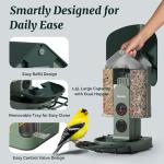Kiwibit Beako™ Smart Bird Feeder with 4K Camera Solar Powered for Outdoors - Ultra HD Live Stream, Enhanced AI Identification 10,000+ Bird Species, Real-Time Motion Detection, Easy Setup & Refilling